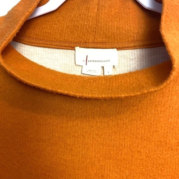 Anthropologie Orange Rust Color Mock Neck Sweater Tunic Side Slit Pullov… - Picture 3 of 8